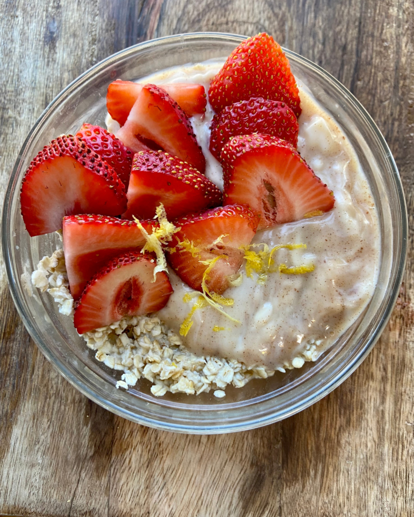 Strawberries and Cream Oatmeal - Olive You So Matcha