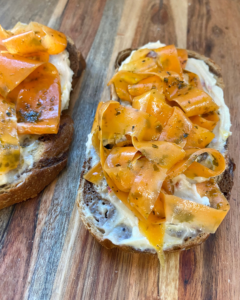 vegan wasabi cream cheese with asian carrot lox