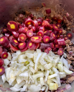 carrot and fennel for vegan sausage and couscous soup