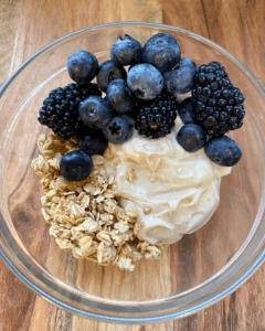 Vegan peanut butter yogurt parfait