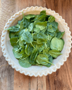 Spinach in vegan quiche