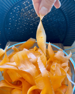 thinly sliced carrots for vegan lox