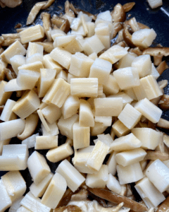 Heart of palm and mushrooms for vegan "seafood" salad