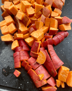 sweet potatoes for sweet potato and black bean burritos