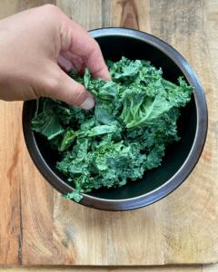 massaging kale