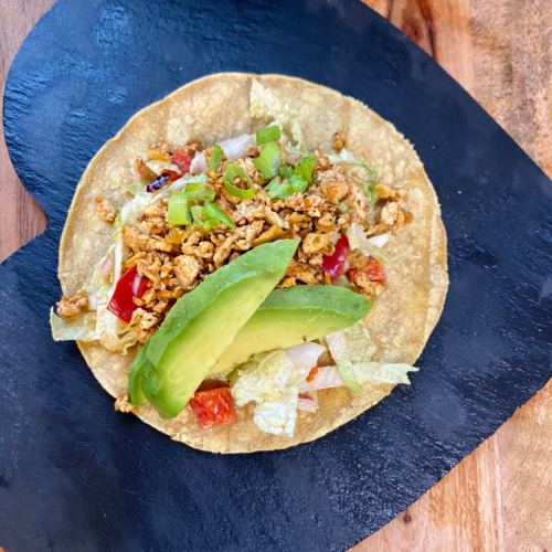 vegan five spice tofu taco with Asian slaw