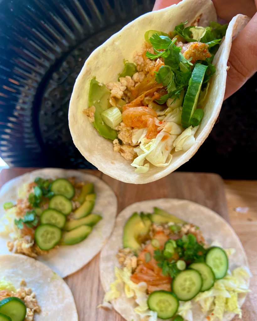 miso tofu tacos with kimchi