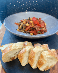 Vegan Seafood-inspired Fra Diavolo Sauce served with bread