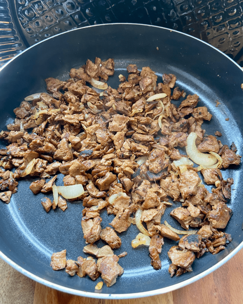 Asian seasoned vegan steak for Vegan Steak and Eggs Breakfast Tacos