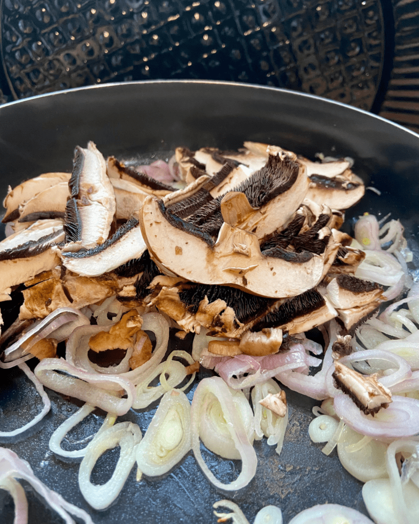 portobello mushrooms and shallots