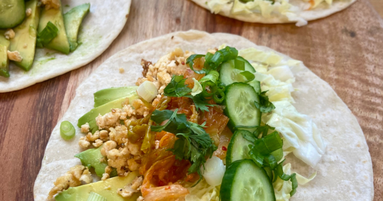 Miso Tofu Tacos with Kimchi