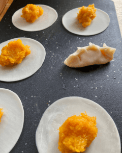 water edges up dumpling wrappers