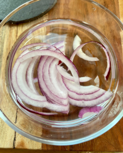 red onion for Italian hoagie sandwich salad vegan recipe