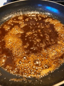 simmering miso caramel sauce