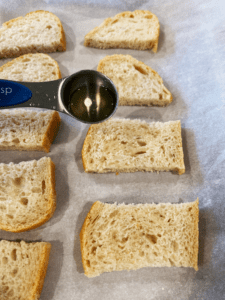 sourdough bread drizzled with olive oil