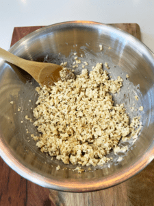 mixing ingredients for vegan tuna recipe