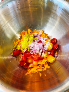 shredded veggies in a bowl