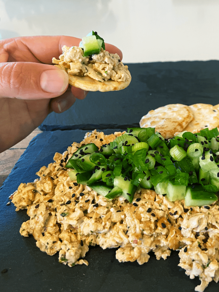 rice cracker with vegan spicy tuna snack plate recipe perfect vegan appetizer for a party