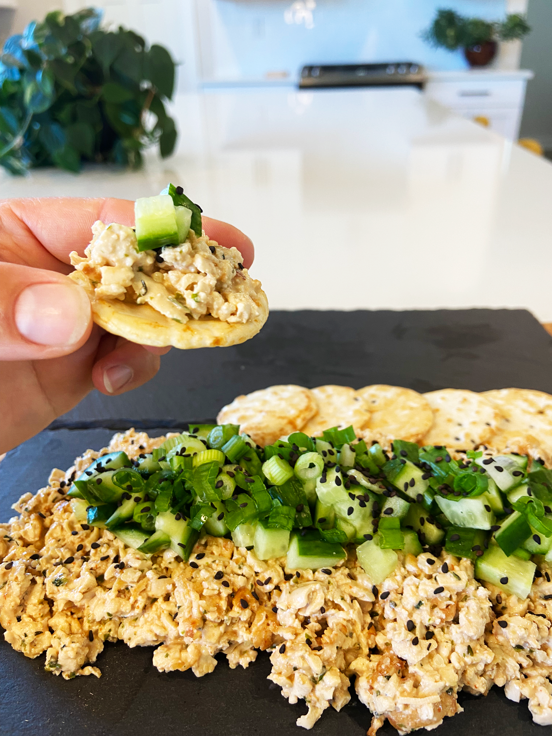 vegan spicy tuna snack plate