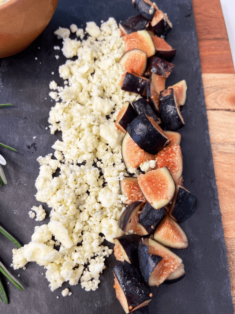 vegan blue cheese crumbles and figs