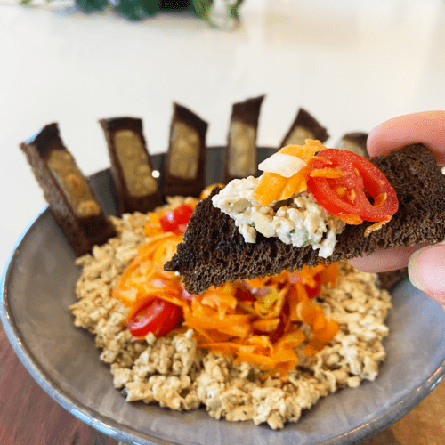 vegan tuna melt snack plate