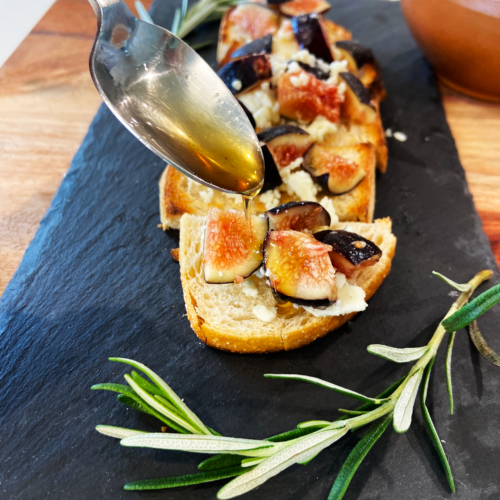 vegan blue cheese with rosemary agave and figs