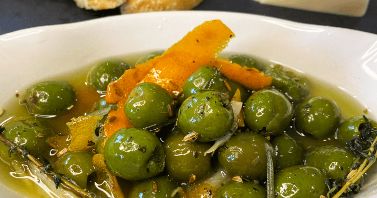 WARM MARINATED OLIVES FOR CHARCUTERIE BOARD