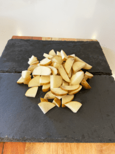 potatoes sliced for beyond steak tips recipe