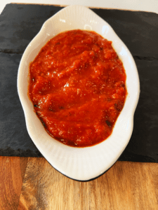 pizza marinara in baking dish