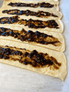 balsamic black garlic spread on pillsbury dough