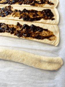 folded dough for Pillsbury garlic knots