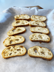 French baguette on baking tray