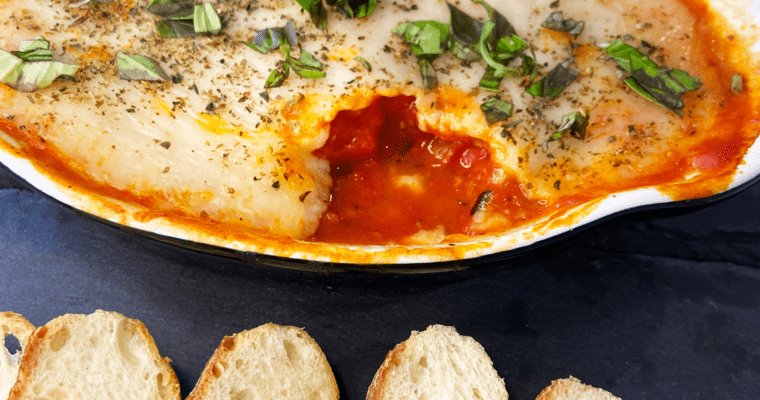 Marinara and Vegan Mozz Dip : with Miyoko’s Liquid Mozzarella