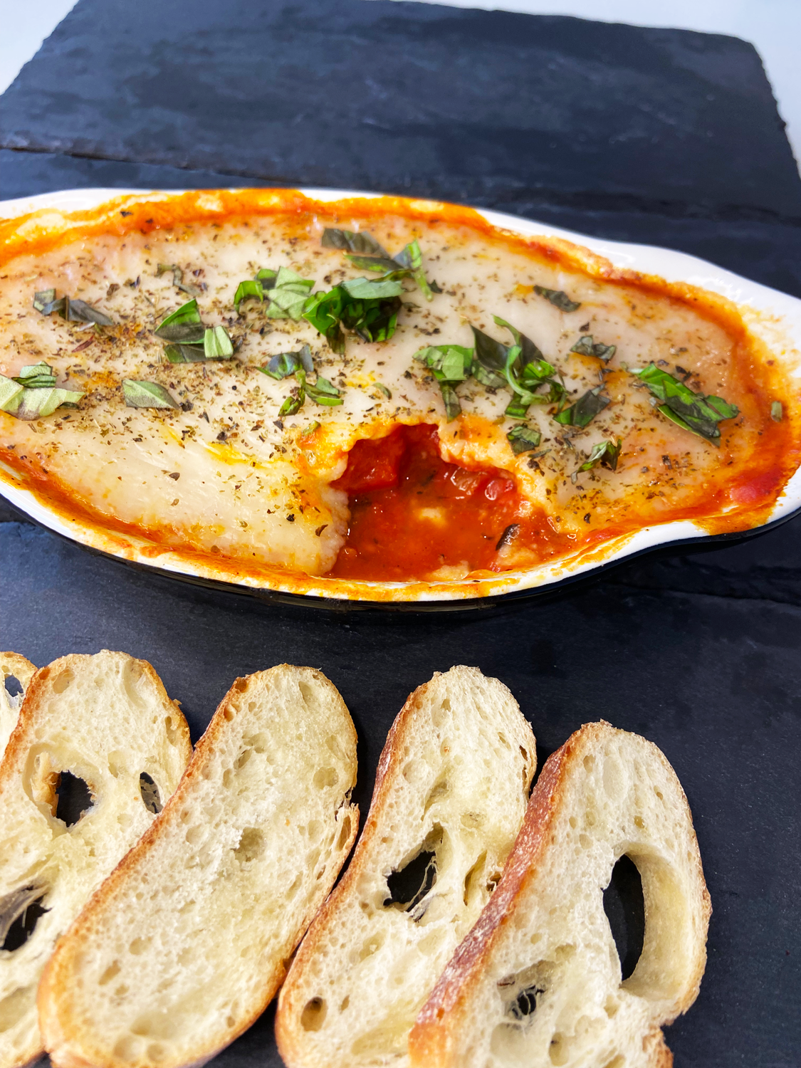 Marinara and Vegan Mozz Dip : with Miyoko’s Liquid Mozzarella