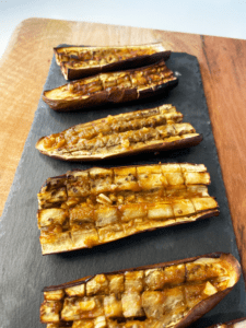 air fried miso sake eggplant