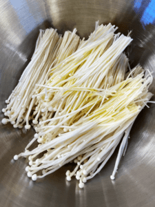 enoki mushrooms with oil