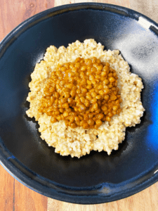 plating curry lentils for steel cut oats Indian recipe