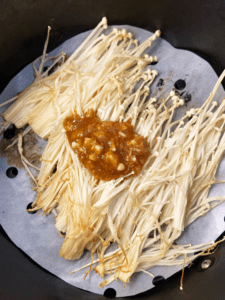 enoki mushrooms with miso sake sauce in air fryer