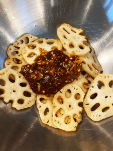 lotus root and sauce for Indian lotus root recipe