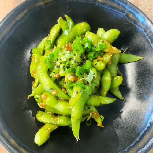 edamame with garlic soy sauce