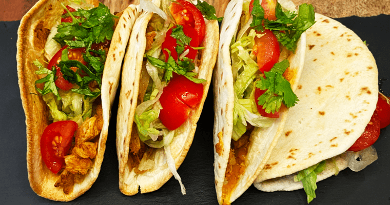 Air Fried Mini Tacos : vegan chicken and cheese