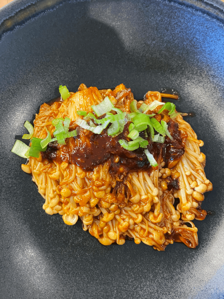 Gochujang enoki mushrooms in spicy garlic sauce Olive You So Matcha