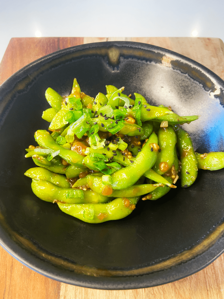 edamame with garlic soy sauce