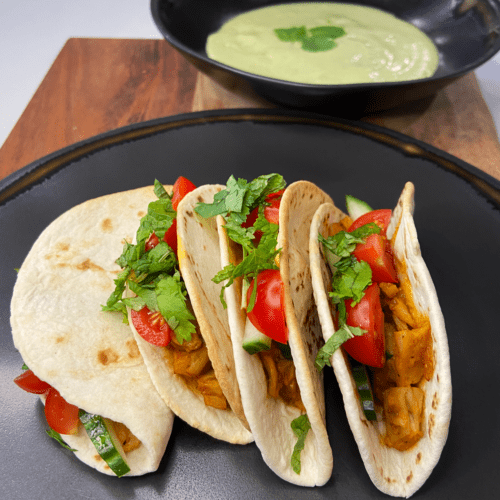 mini vegan curry chicken tacos air fryer recipe