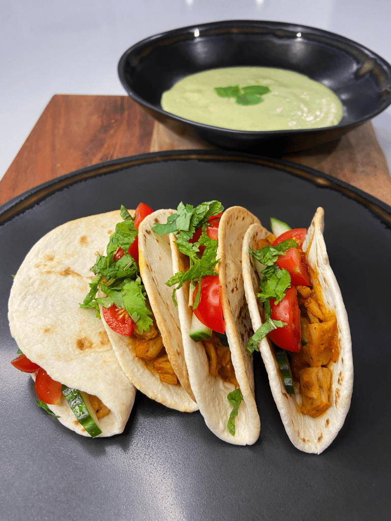 mini vegan curry chicken tacos air fryer recipe