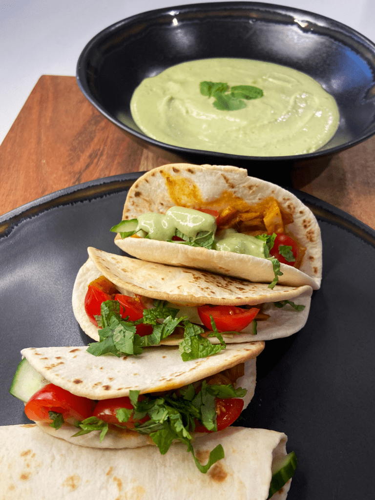 mini vegan curry chicken tacos air fryer recipe