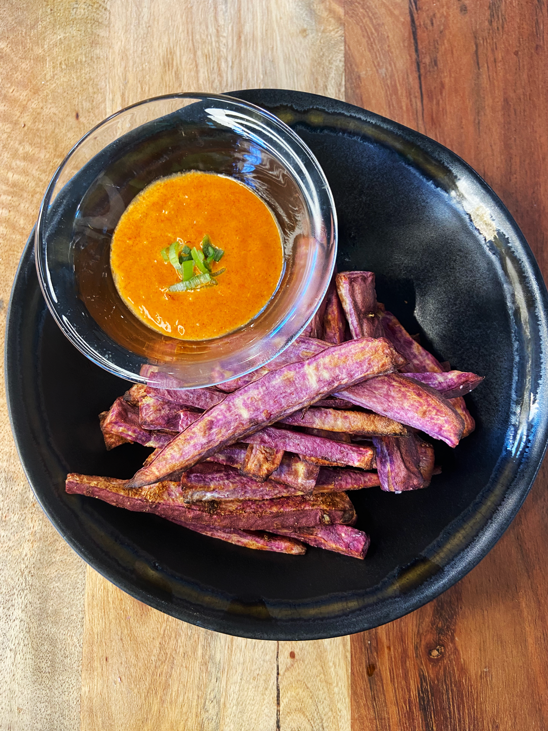 Air Fryer Japanese sweet potato fries and Gochujang Dip