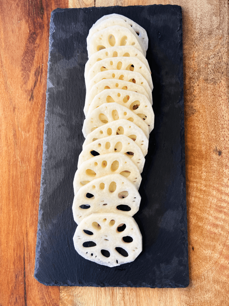 sliced lotus root for Indian lotus root recipe