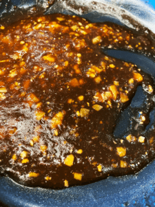 thick garlic soy sauce in a pan