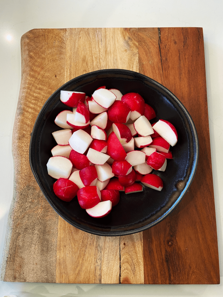 radishes in a bowl for air fryer radishes